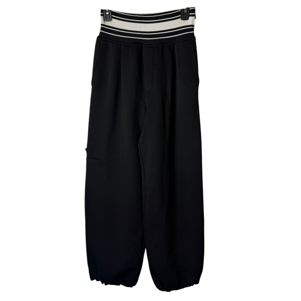 YLVIS.ZHEUNK Striped Waist Joggers Women Small Black Athleisure Streetwear - Picture 2 of 12